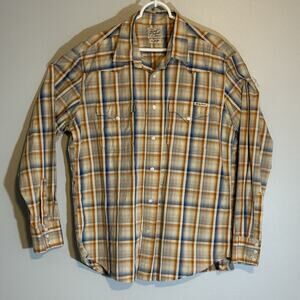 Lucky Brand Western Snap Shirt XL Plaid Cotton Dungarees